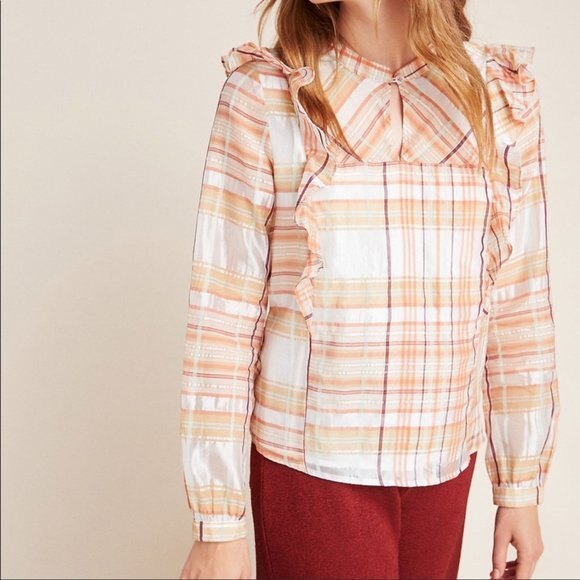 Anthropologie Current Air Polly Ruffled-Peasant L - Picture 2 of 13